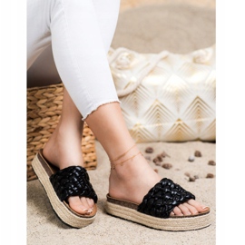 SHELOVET Infradito con espadrillas intrecciate nero 1