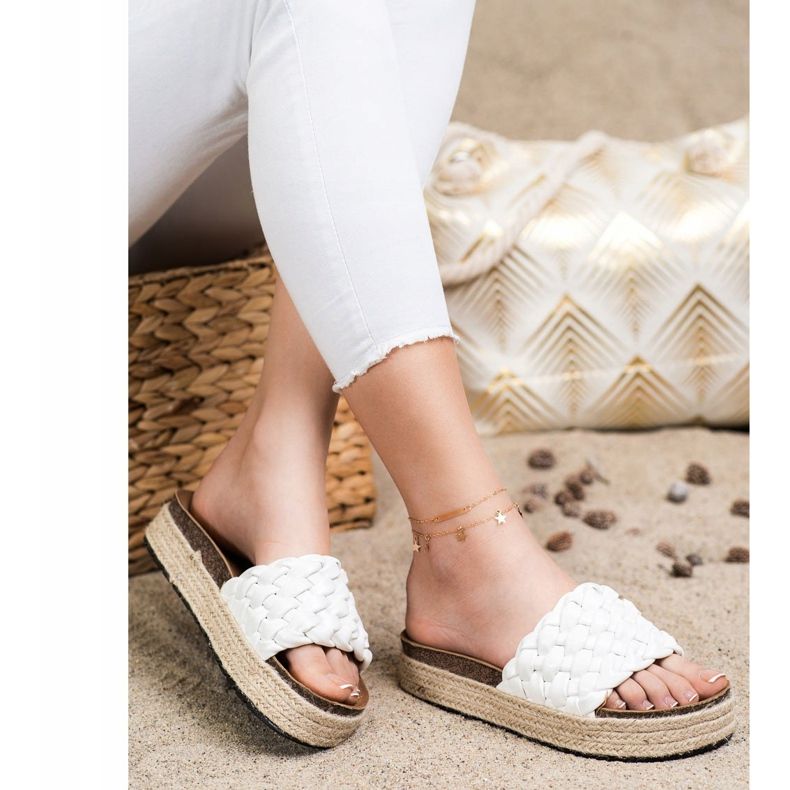 SHELOVET Infradito con espadrillas intrecciate bianca 1