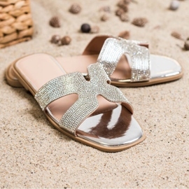 SHELOVET Pantofole Alla Moda Con Cubic Zirconia d'argento 2