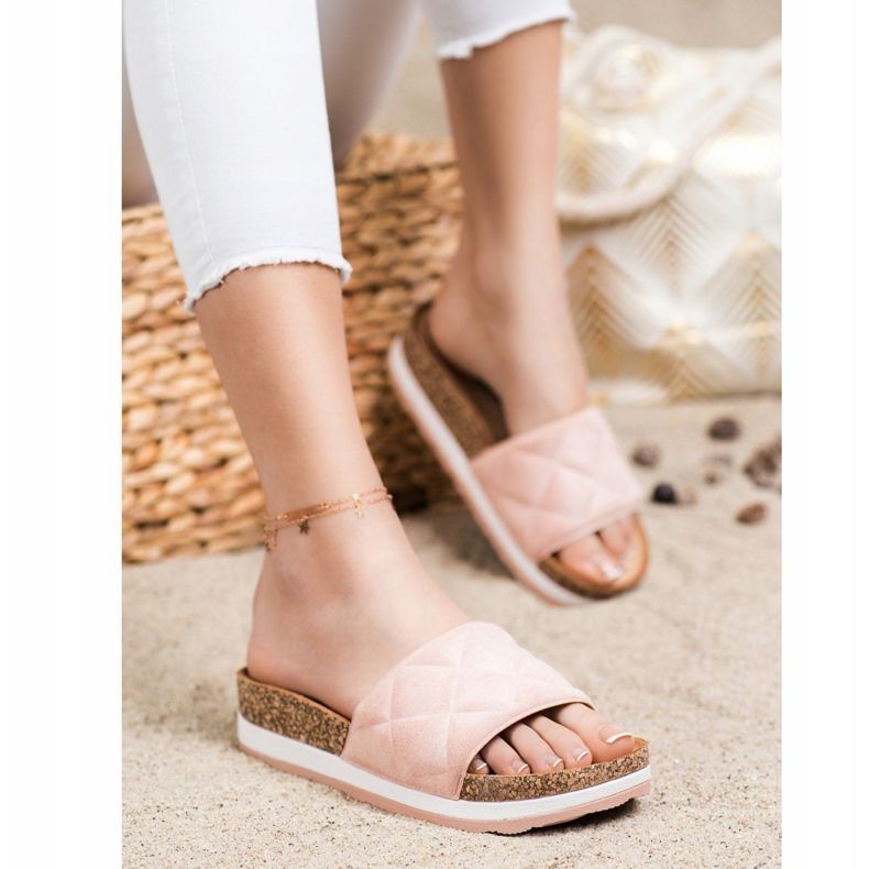 Comer Comode pantofole sulla piattaforma rosa 1