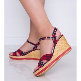 Sandali con zeppa a scacchi rossi di You Bebe rosso 1