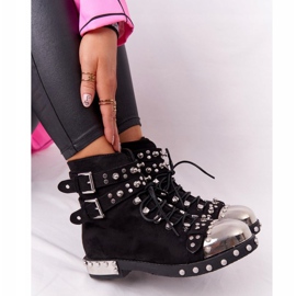 Stivali Caldi Da Donna Con Strass Camoscio Nero Lu Boo 1