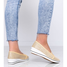 Ballerine luccicanti dorate sulla zeppa Glam Star d'oro 1