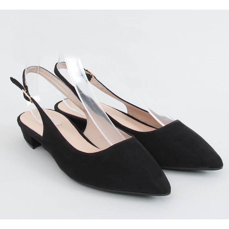 Nero MM-801 Ballerine nere con tacco aperto 1