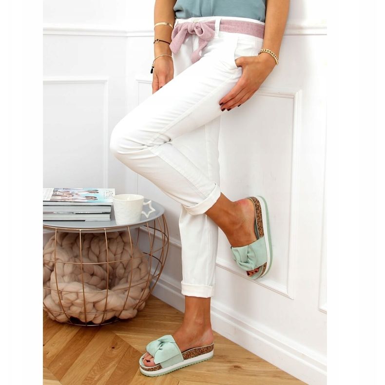 Menta 8228 Pantofole verdi su suola alta verde 2