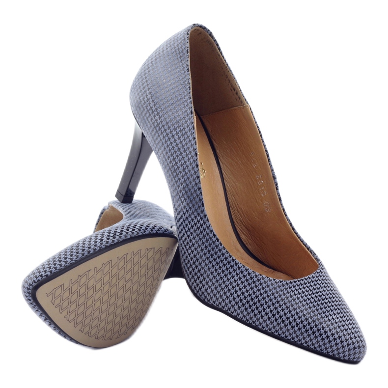 Décolleté a scacchi Espinto 542 da donna nero blu grigio 3