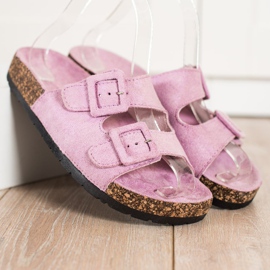 SHELOVET Comode Pantofole Con Fibbie viola rosa 1