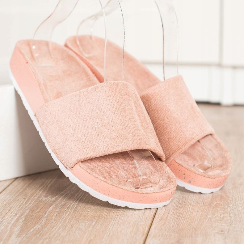 SHELOVET Pantofole in pelle scamosciata alla moda rosa 2