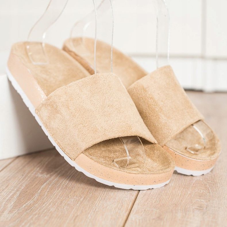 SHELOVET Pantofole in pelle scamosciata alla moda marrone 1