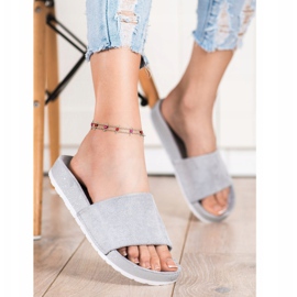 SHELOVET Pantofole in pelle scamosciata alla moda grigio 2