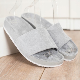 SHELOVET Pantofole in pelle scamosciata alla moda grigio 1