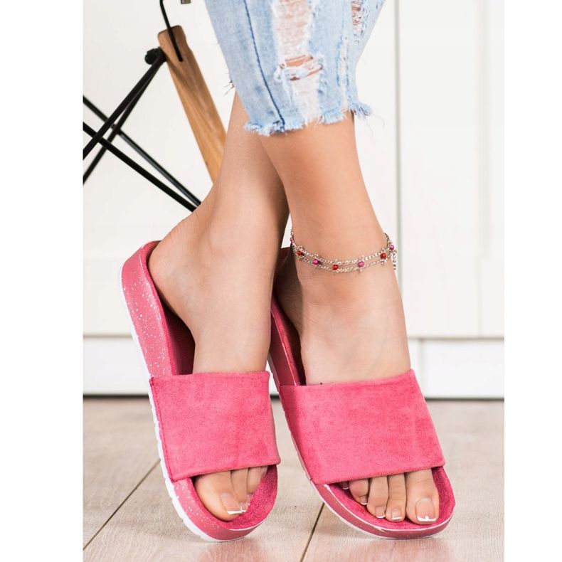 SHELOVET Infradito alla moda in pelle scamosciata rosa 1