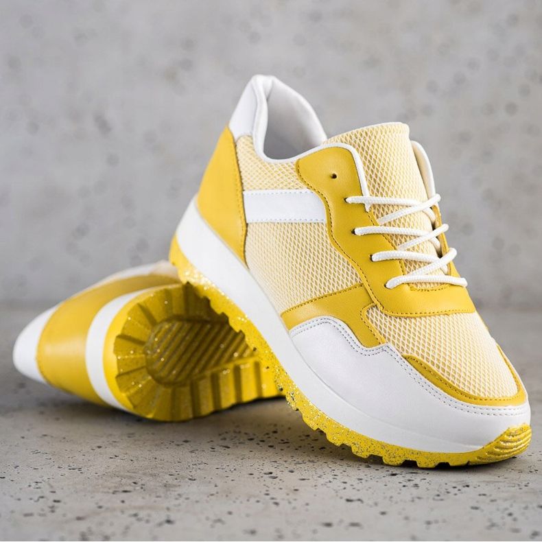 Bestelle Sneakers Con Platform Glitter bianca giallo 1