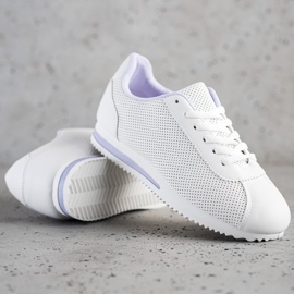 SHELOVET Eleganti sneakers traforate bianco 1