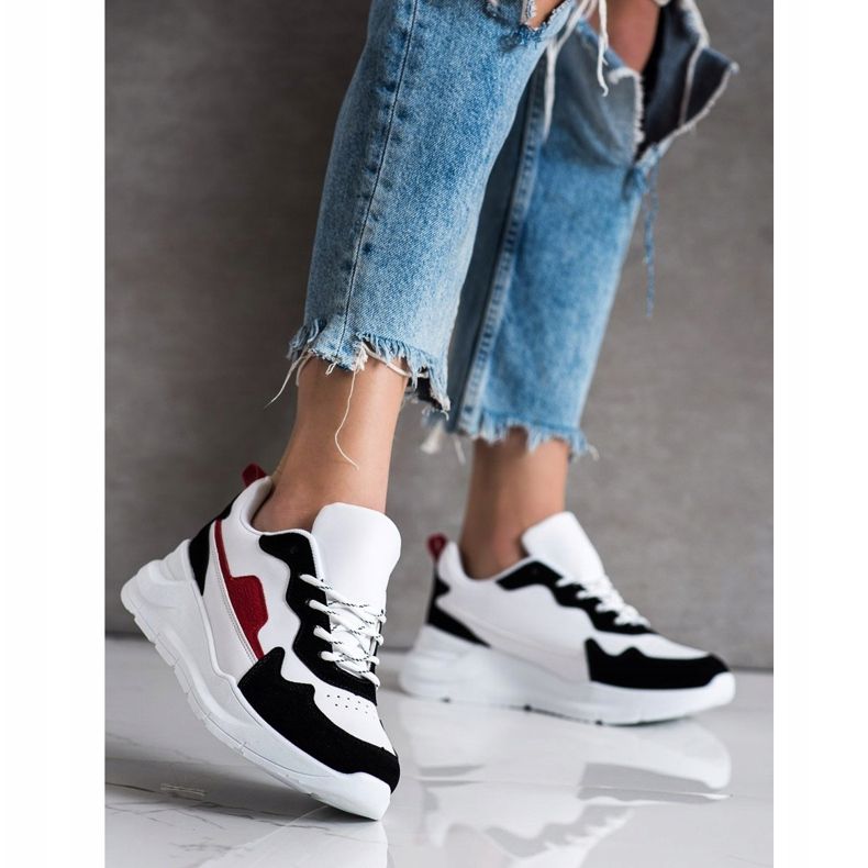 SHELOVET Sneakers Con Inserti In Camoscio bianca nero 1