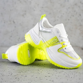 SHELOVET Scarpe da ginnastica con scarpe alla moda in rete bianco giallo 1