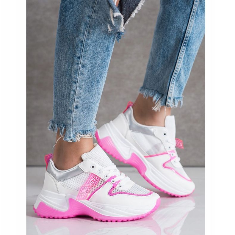 SHELOVET Scarpe da ginnastica con scarpe alla moda in rete bianca 1