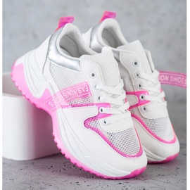 SHELOVET Scarpe da ginnastica con scarpe alla moda in rete bianco 2