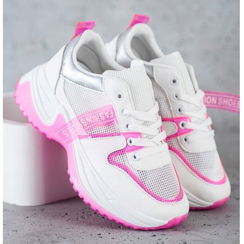 SHELOVET Scarpe da ginnastica con scarpe alla moda in rete bianco 2