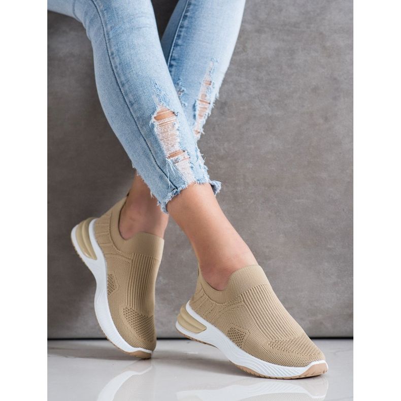 SHELOVET Sneakers senza lacci traforate marrone 2