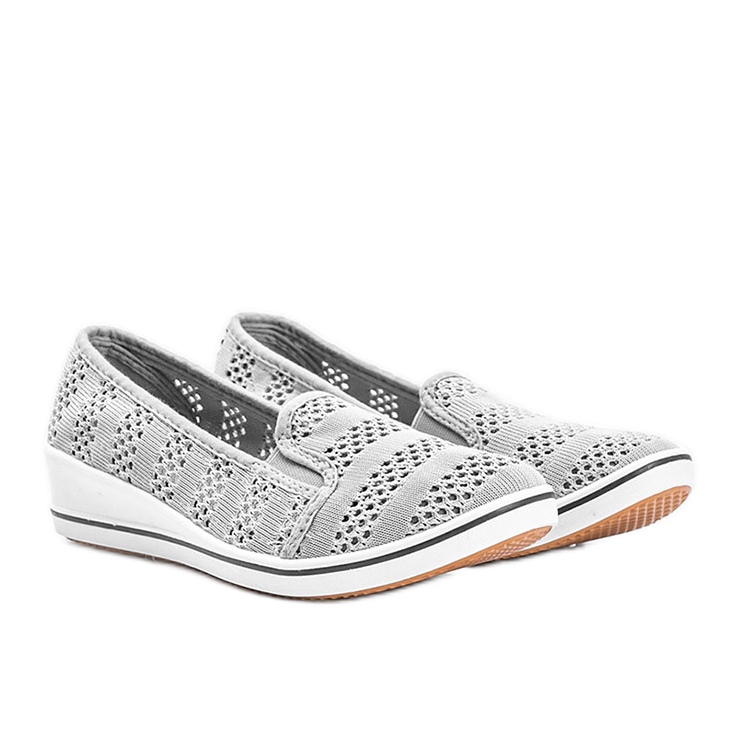 Sneakers grigie con zeppa traforata Los Angeles grigio 1