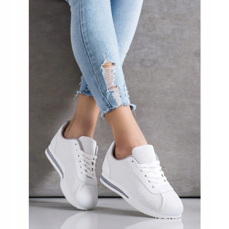 SHELOVET Eleganti sneakers traforate bianca 2