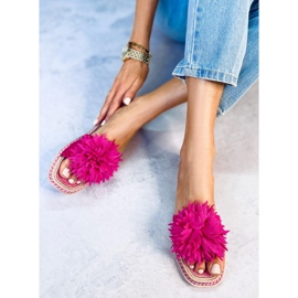 Ciabatte con fiori fucsia 35-218 Plum Red rosa 2