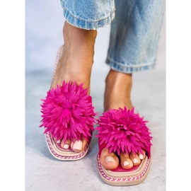 Ciabatte con fiori fucsia 35-218 Plum Red rosa 1