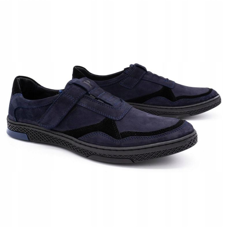 Polbut Scarpe casual da uomo in pelle 2102 blu navy nero 2