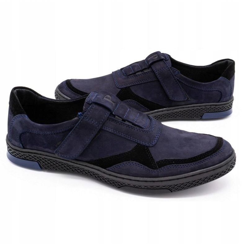 Polbut Scarpe casual da uomo in pelle 2102 blu navy nero 4