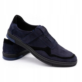 Polbut Scarpe casual da uomo in pelle 2102 blu navy nero 3