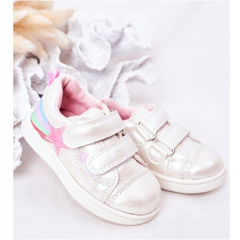 PE1 Scarpe Sportive Bambino In Ecopelle Con Arcobaleno Bianco Jasmine multicolore 1
