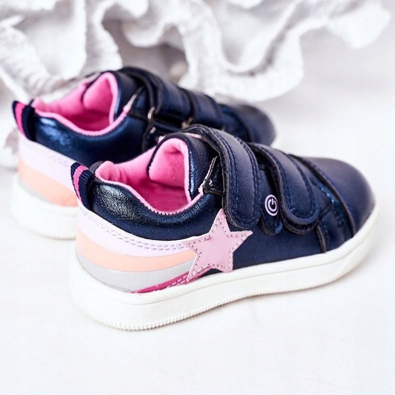 PE1 Scarpe Sportive Bambino In Ecopelle Con Arcobaleno Blu Navy Jasmine multicolore 1