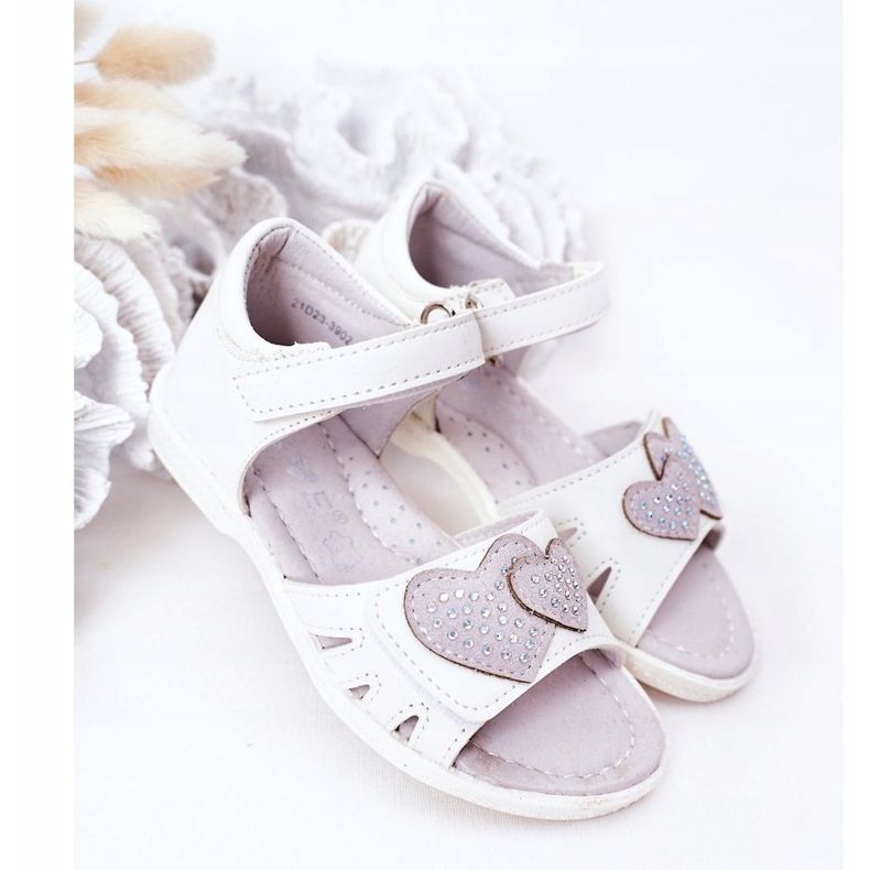 PE1 Sandali Bianchi Per Bambini Con Velcro My Heart bianco 2