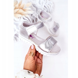 PE1 Sandali Per Bambini Con Velcro Sweetheart Argento 2