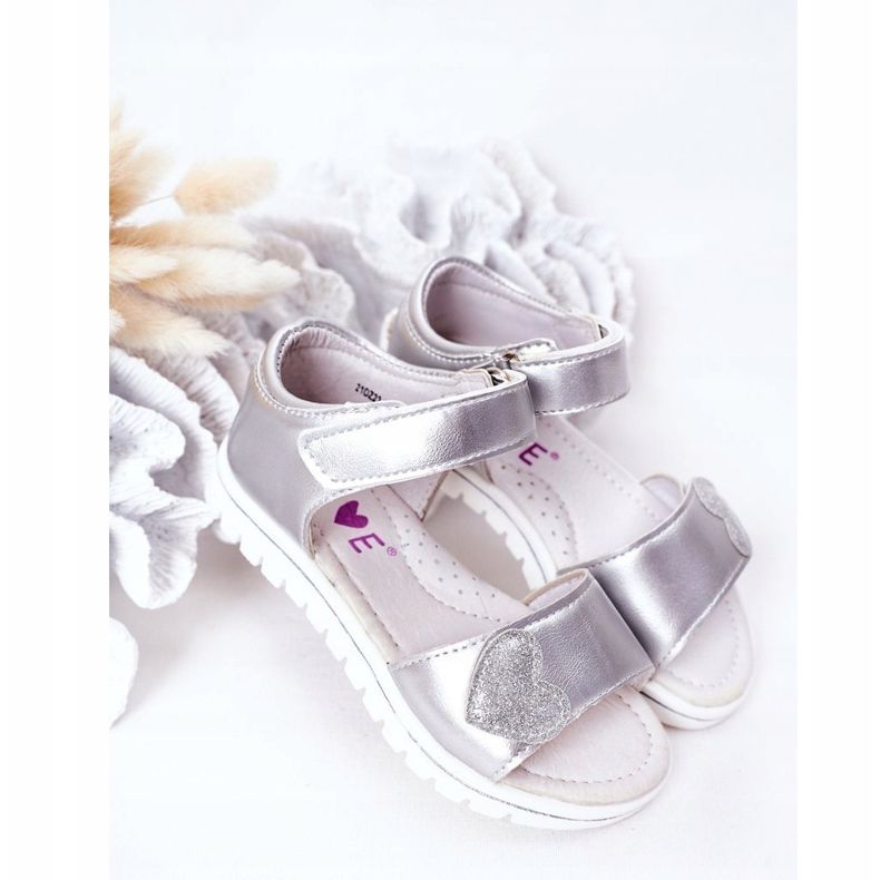 PE1 Sandali Per Bambini Con Velcro Sweetheart Argento 1