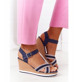 PG1 Sandali con zeppa Navy Blue Sea Wave blu navy 2