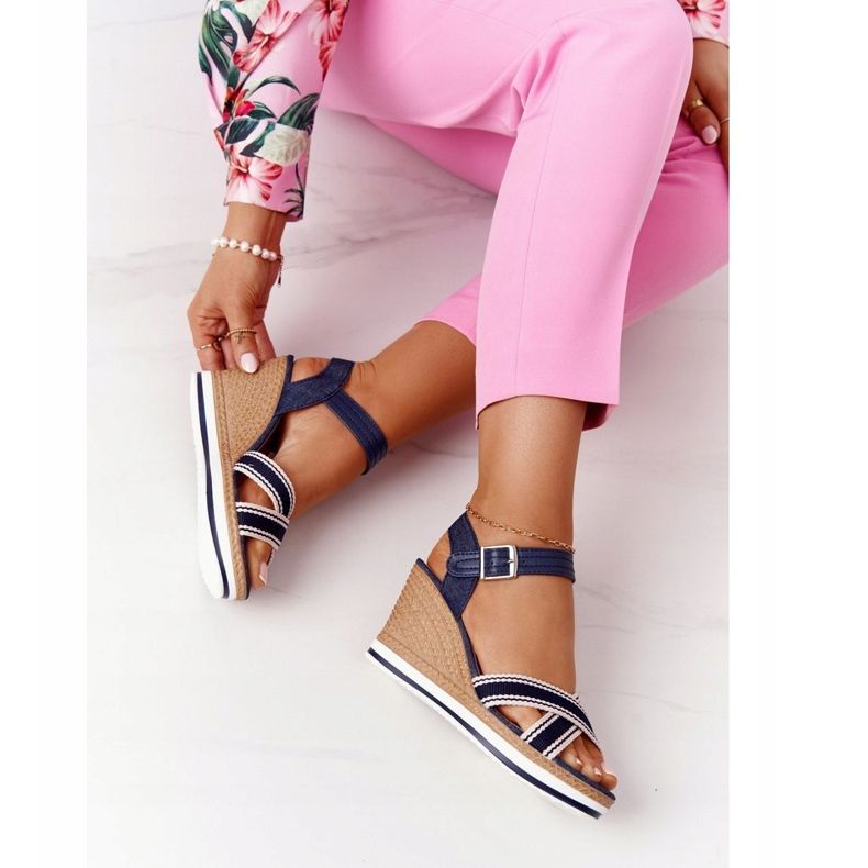 PG1 Sandali con zeppa Navy Blue Sea Wave blu navy 1