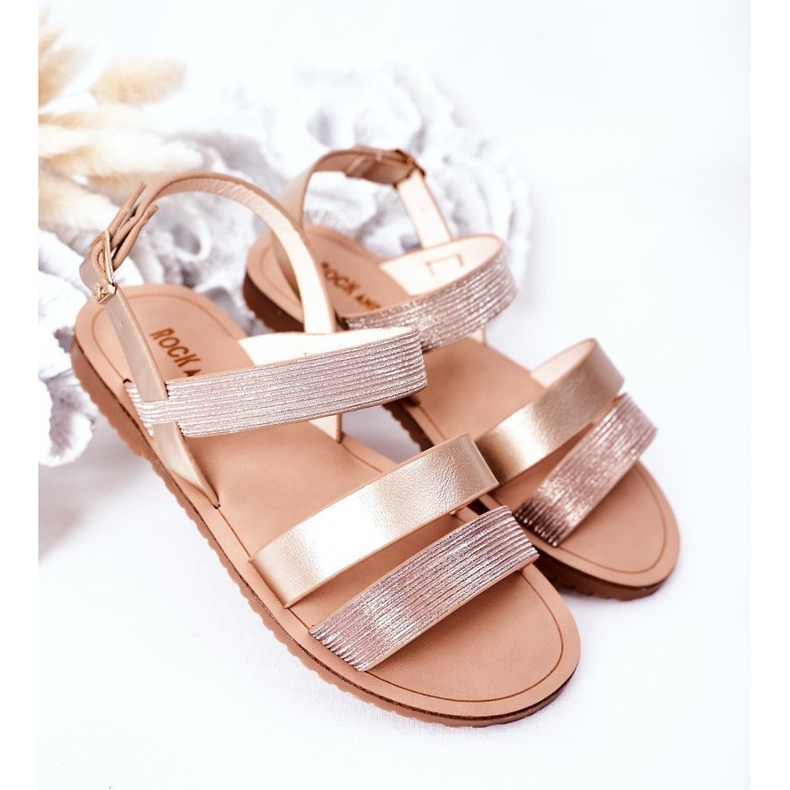 Sandali lucidi per bambini Rose Gold Natalie d'oro 2