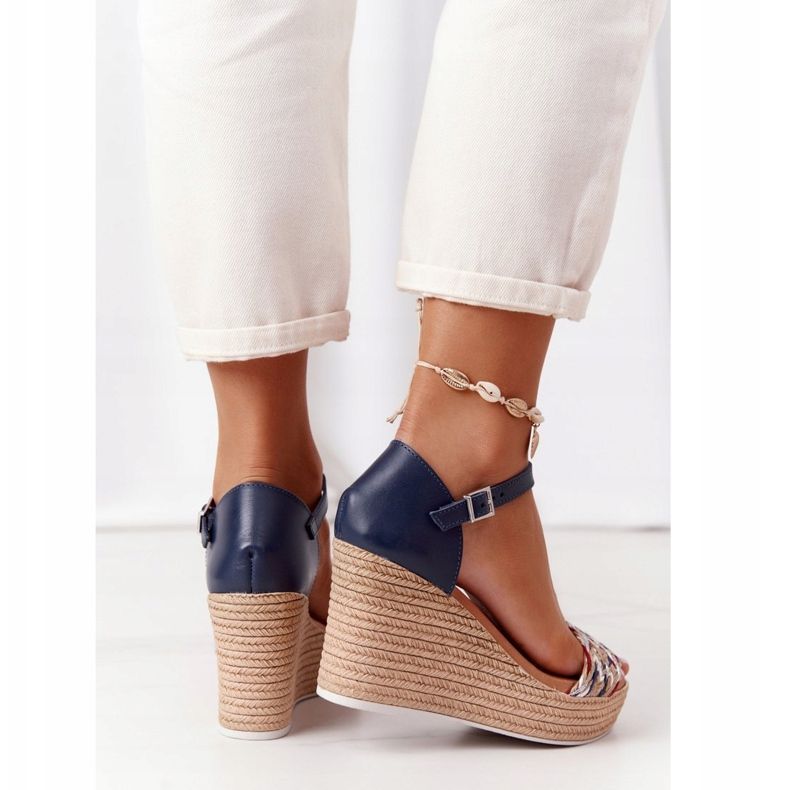 Sandali con zeppa in pelle Maciejka L4869-17 Navy Blue blu navy 1