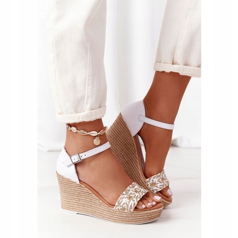 Sandali con zeppa in pelle Maciejka L4869-11 Bianco 2