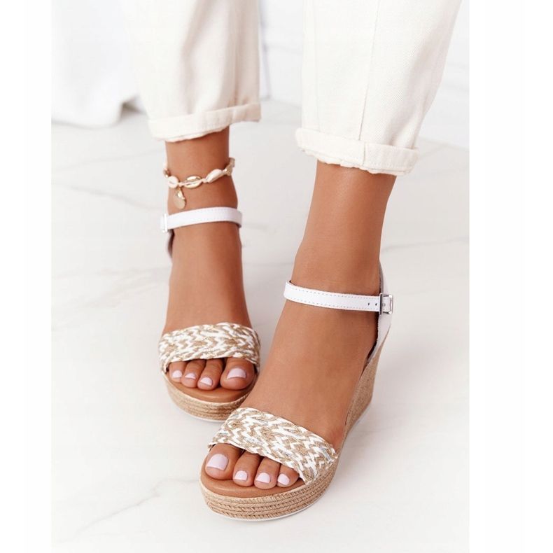 Sandali con zeppa in pelle Maciejka L4869-11 Bianco bianca 1