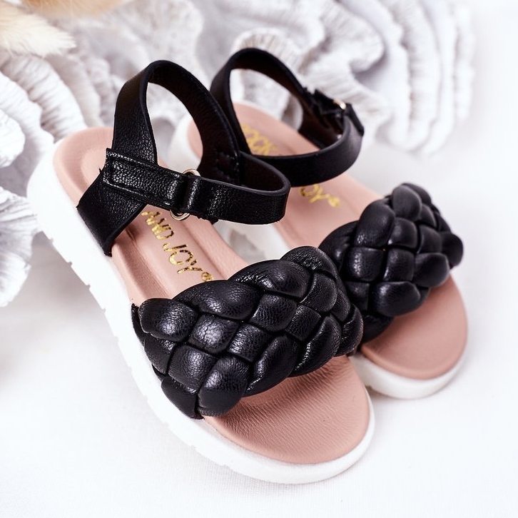 Sandali Per Bambini Con Intrecciato Nero Adella 2