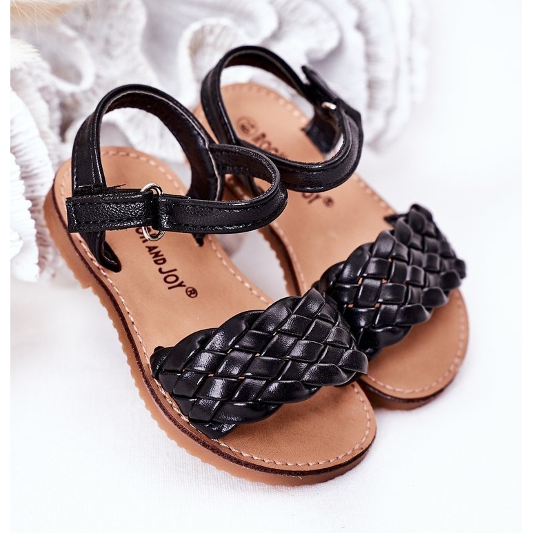 Sandali Per Bambini Con Intrecciato Nero Bailly 2
