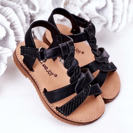 FR1 Sandali Per Bambini Con Broccato Nero Batilda 2