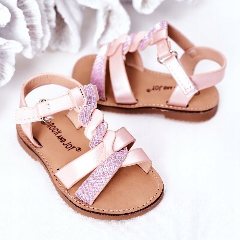 FR1 Sandali Per Bambini Con Broccato Rosa Batilda 1