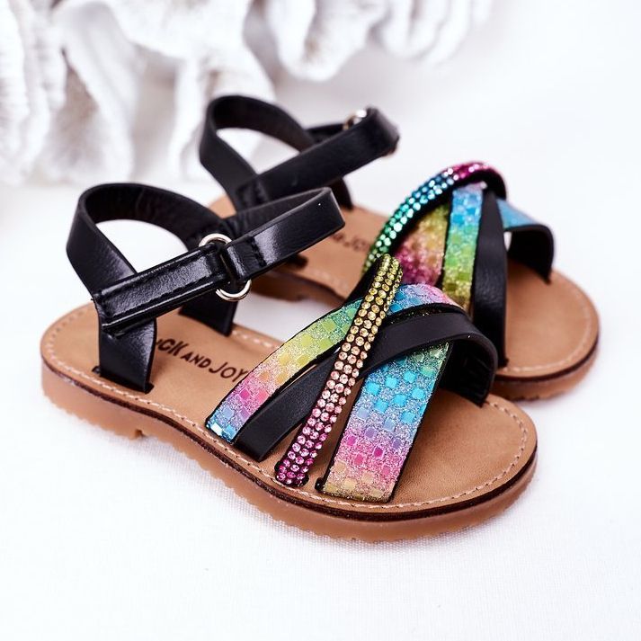 FR1 Sandali Per Bambini Con Paillettes Nero Becky multicolore 1