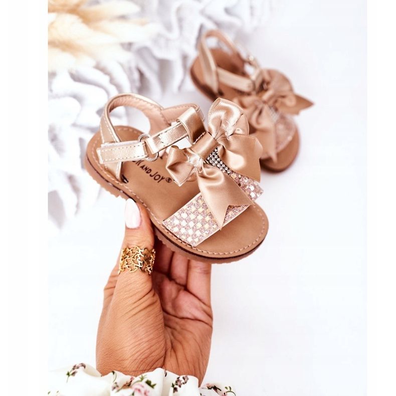 FR1 Sandali Per Bambini Con Fiocco Golden Beebee d'oro 2