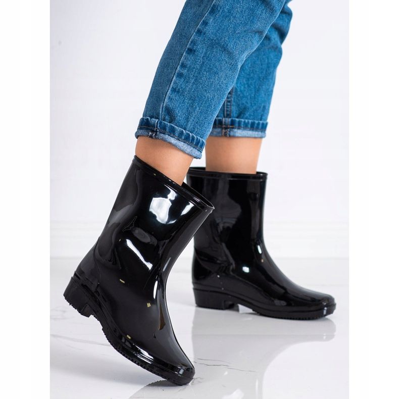 SHELOVET Stivali da pioggia classici laccati nero 2