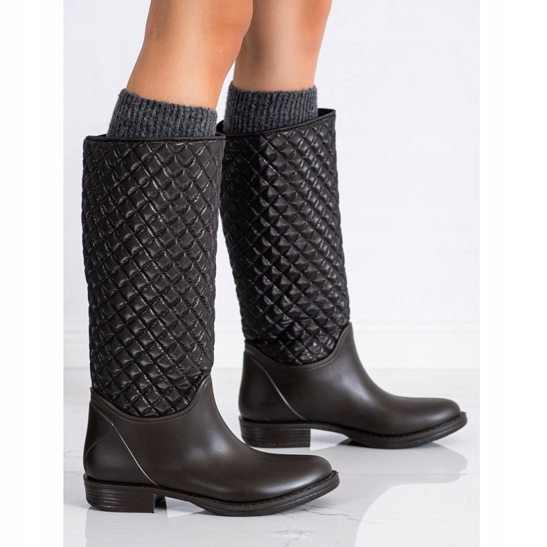 SHELOVET Galosce alte e trapuntate marrone 1